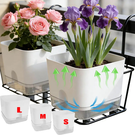 Flower Pots Plastic Imitation Ceramic Automatic Watering Self Watering Planter Plants Succulents Container Home Office Decor