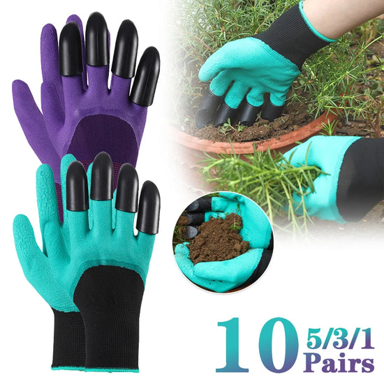 1-10Pairs Gardening Gloves with Claws  Latex Work Gloves Waterproof Anti Slip Durable Planting Digging Outdoor Work Gloves