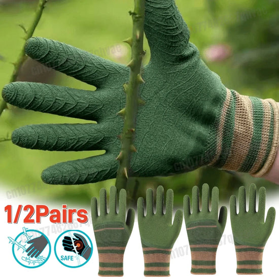1/2pairs Gardening Gloves Latex Waterproof Horticultural Gloves Non-slip Protective Gear Vegetable Flower Plant Gardening Glove