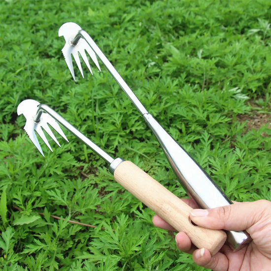 Stainless Steel Grass Rooting Weeding Tool Garden Hook Puller With Handle For Easily Removing Weeds Planting Shovel Harvesting