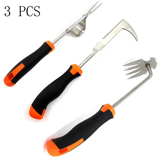 3 PCS Hand Weeder Tool, Rubber Handle Manual Weeder Puller Tool, Uprooting Weeding Tools, Crack Weeder Crevice, 4 Teeth Weeding