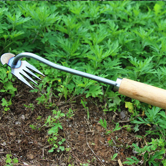 Stainless Steel Grass Rooting Weeding Tool Garden Hook Puller With Handle For Easily Removing Weeds Planting Shovel Harvesting